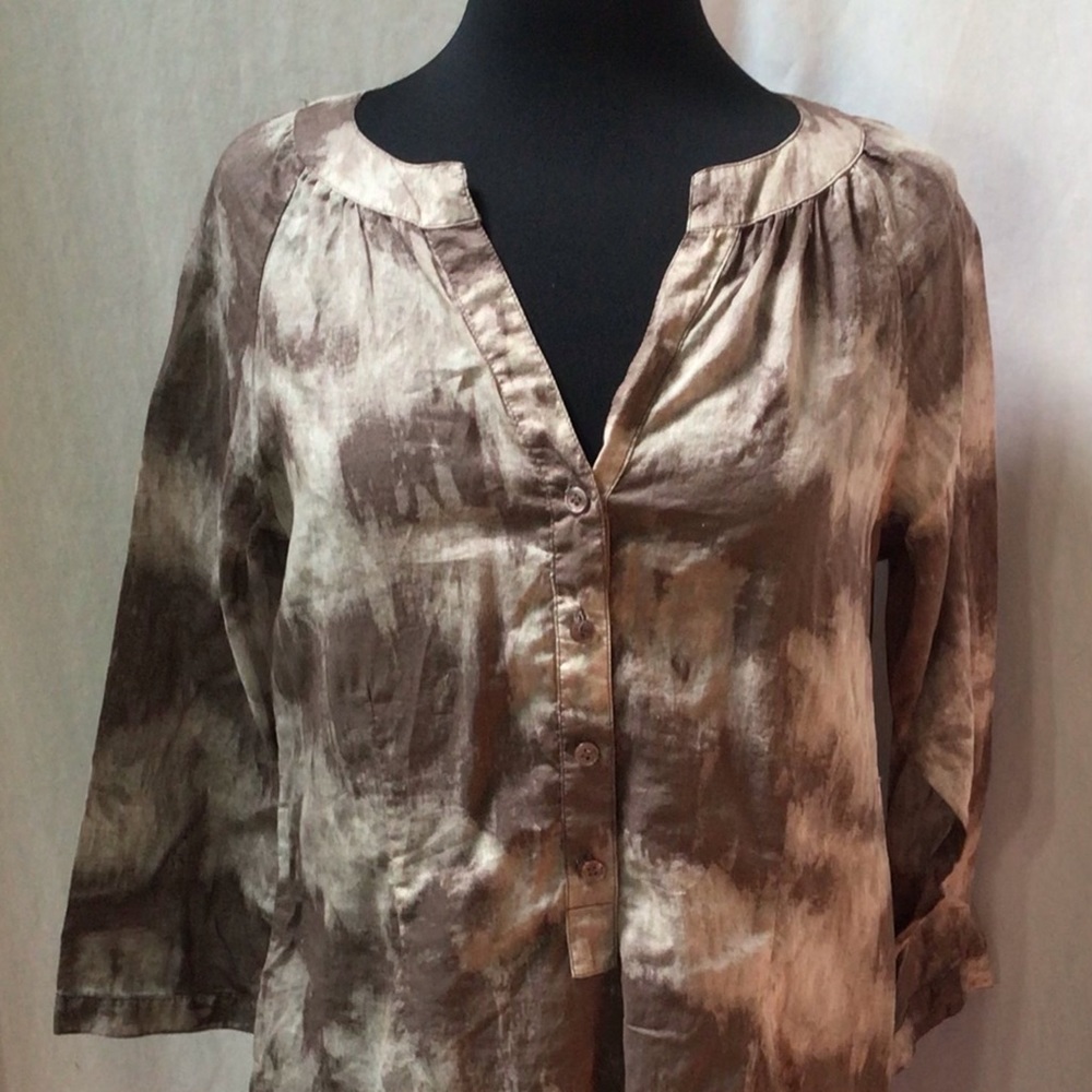 Coldwater Creek Brown tie dyed cover up tunic top size medium